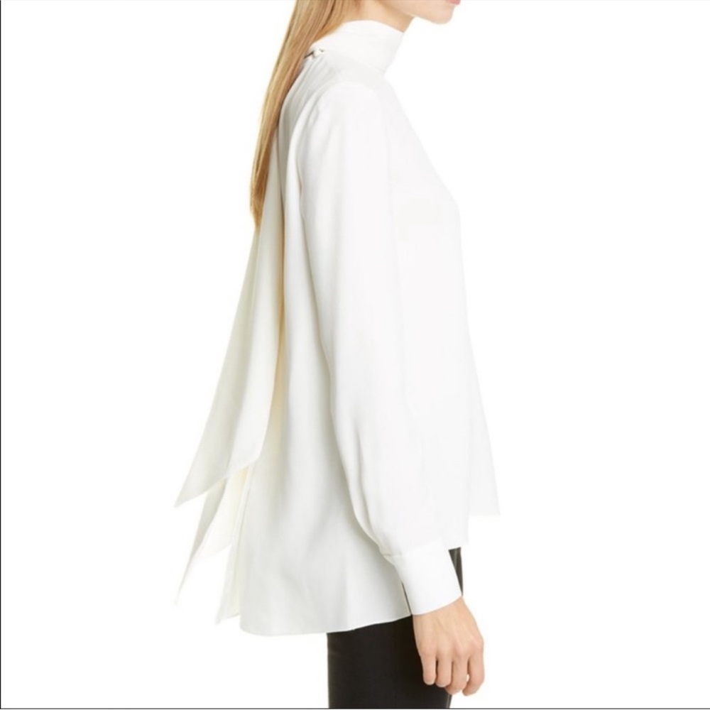 ADAM LIPPES Scarf Neck Crepe Blouse Ivory size 8